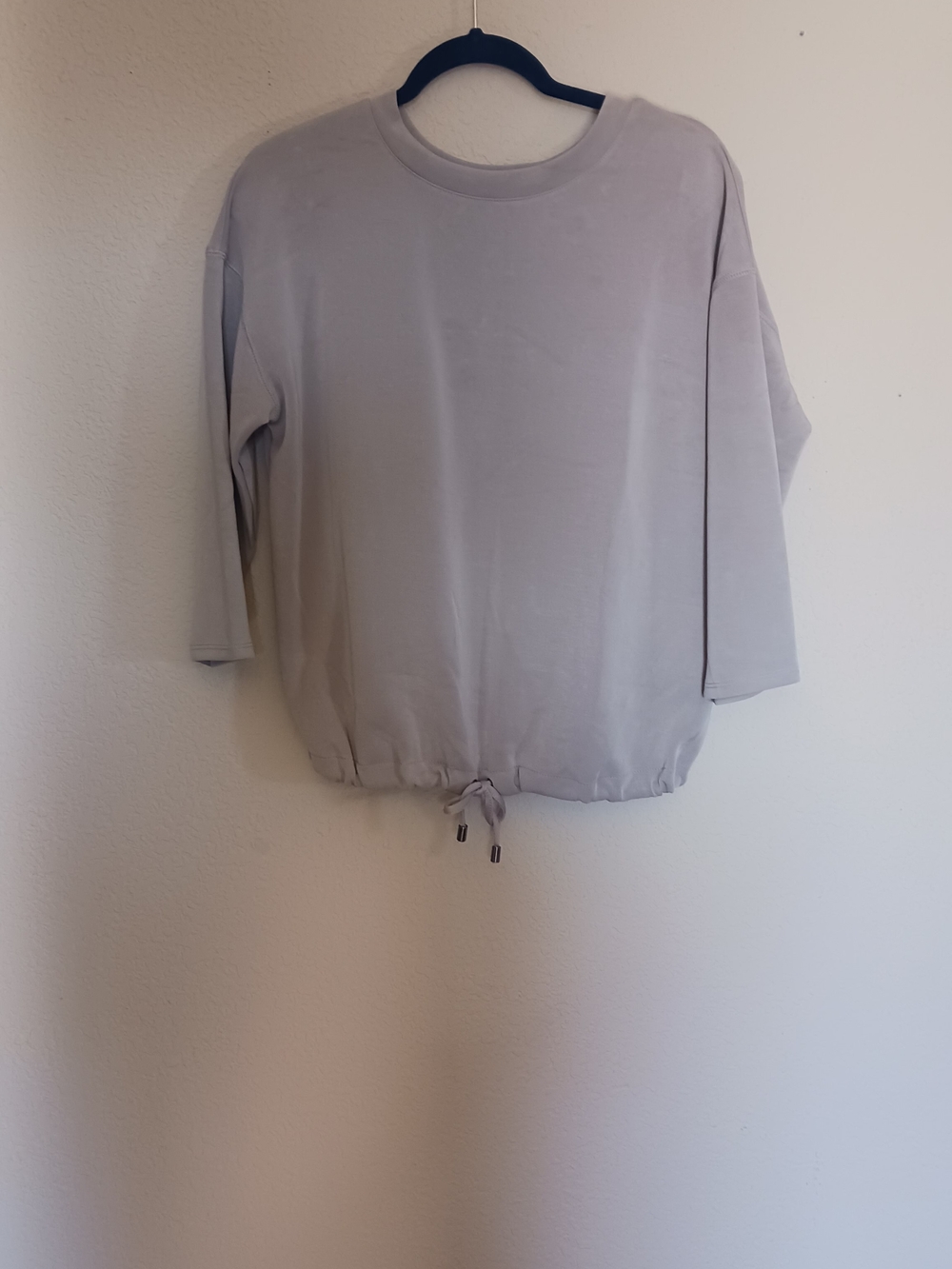 Light Gray Drawstring Hem Women’s Top